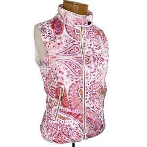 🌸 Patty Kim Small Paisley Quilted Zip-Up Vest – Boho Chic Cottagecore Layer 🌸